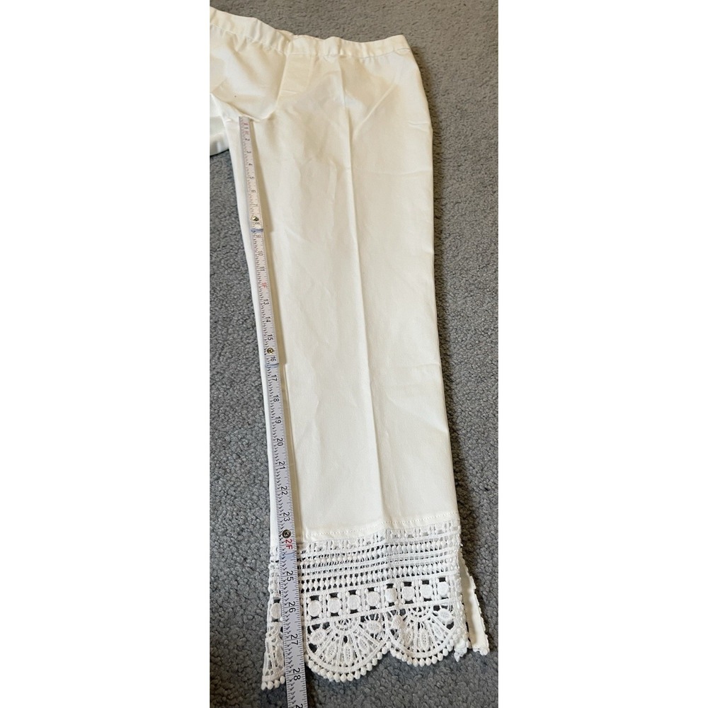 ISAAC MIZRAHI Tapered Leg Womens Pants 12 Embroidered Lace Ankle Pull On City - Picture 7 of 11